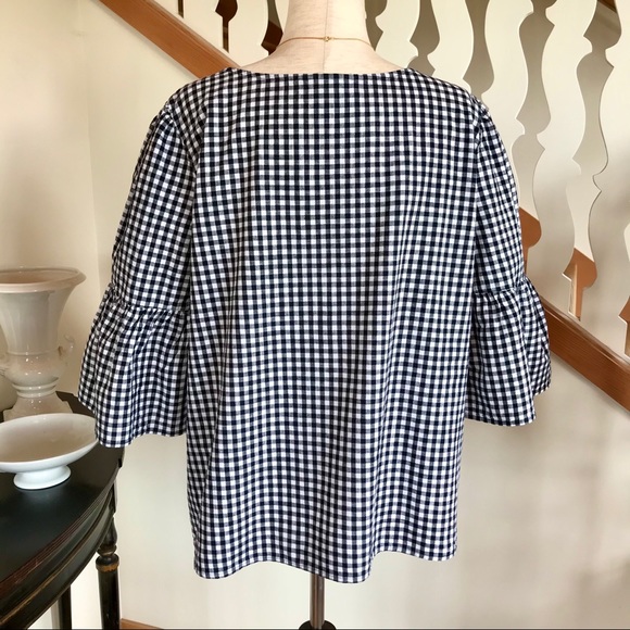 ❌SOLD Woven Cotton Boxy Gingham Ruffle Sleeve Top - Picture 3 of 5